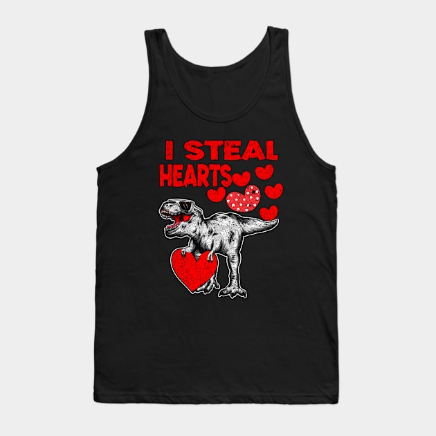 Kids I Steal Hearts Trex Dino Cute Baby Boy Valentines Day Tank Top by Marcekdesign